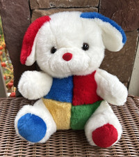Chosun Vintage Musical White Plush Puppy Primary Colors Brahms Lullaby Sitting