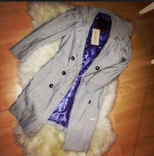 Womens Thomas Burberry Trench Coat Size S Autumn Winter Beige Cream Grey