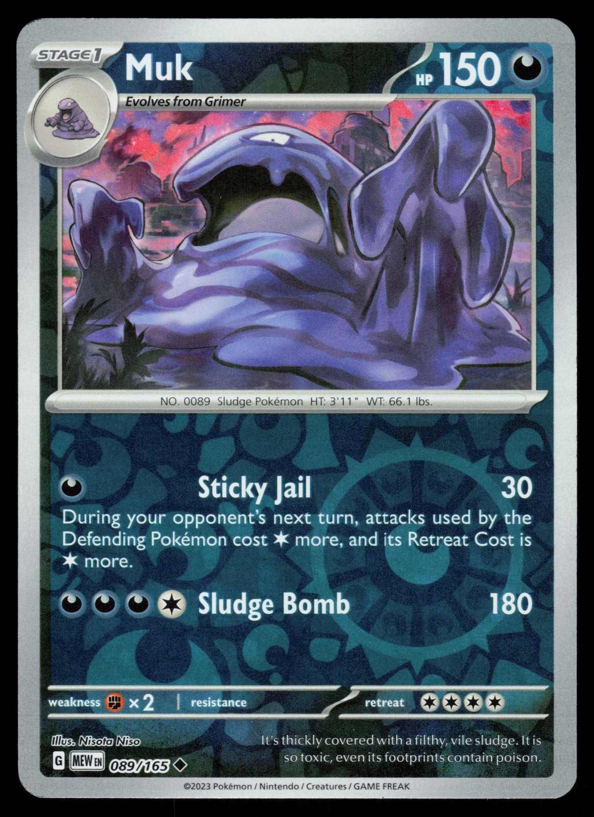 Muk 089/165 Reverse Holo Pokemon Scarlet & Violet 151 NM