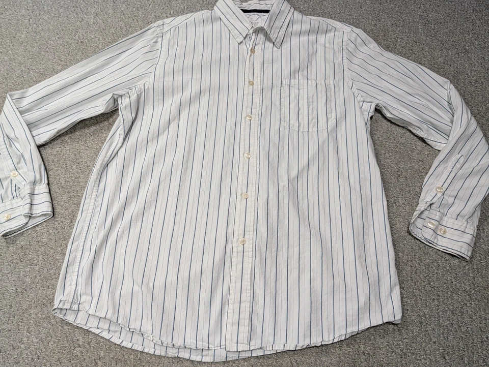 WRANGLER Jeans Men's White Striped Casual Cotton Button Shirt L - Image 4 of 4