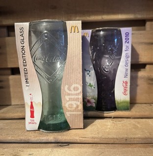 2 x Coca Cola McDonald’s Glasses in Very Aged Packaging #JYR73