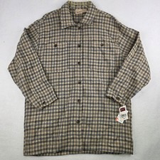 Vintage Woolrich Checkered Wool Shirt Jacket S Tan Casual Oversized Outdoor Camp