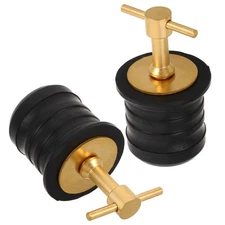 2 Pcs Brass Boat Drain Plug T Handle Marine Leak Proof Rubber Expansion Bung