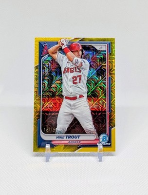 Mike Trout Yellow Mojo Refractor /75 - 2024 Bowman Chrome - Los Angeles Angels