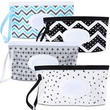 4 Pack Baby Wipe Dispenser Portable Refillable Wet Wipe Holder Reusable Travel