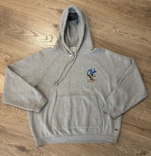 Lacoste Club Vintage Hoodie Pullover Sweatshirt Kapuze Grau Print Unisex Gr. L