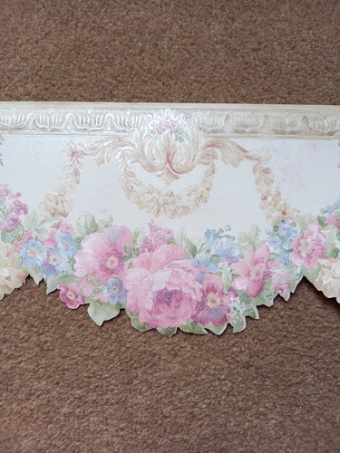 X2 1980s Vintage Wallpaper BORDER Rolls Traditional Swags Floral 90s cottagecore - Picture 7 of 17