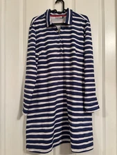 Cabana Life - Women’s Blue/White Striped LS Dress. Zipper  Sz XL