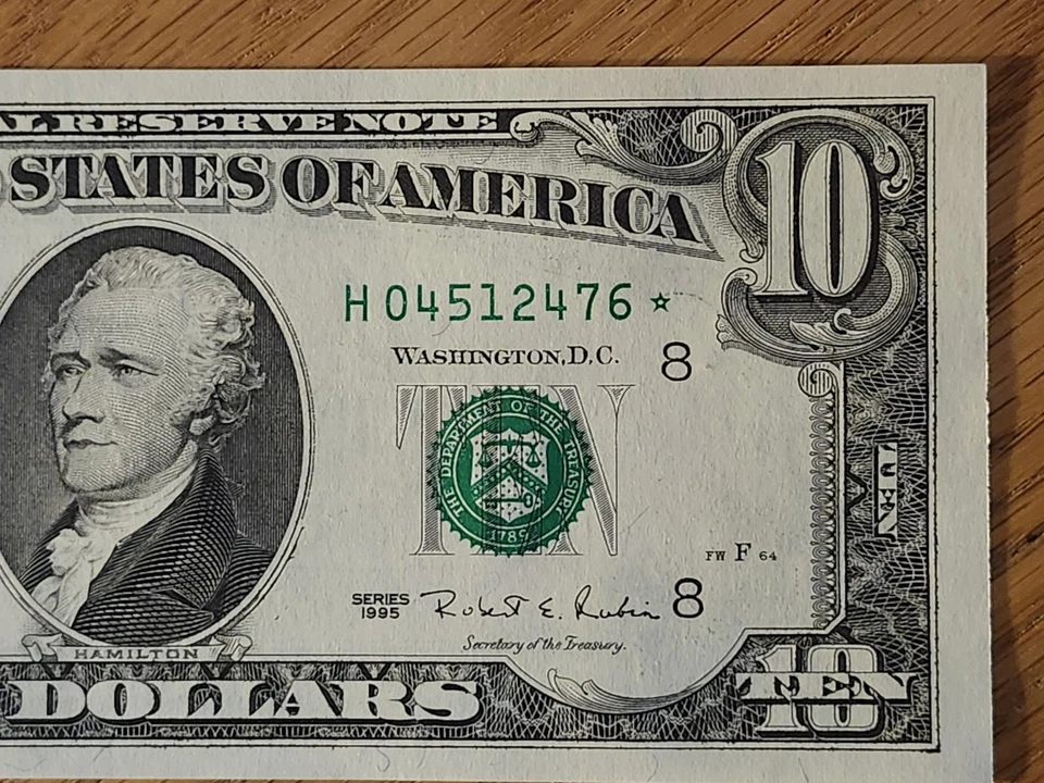 1995 $10 "STAR NOTE" GEM/UNC ST LOUIS #H04512476* 2 OF 3 CONS SERIAL NUMBERS - Image 4 of 4