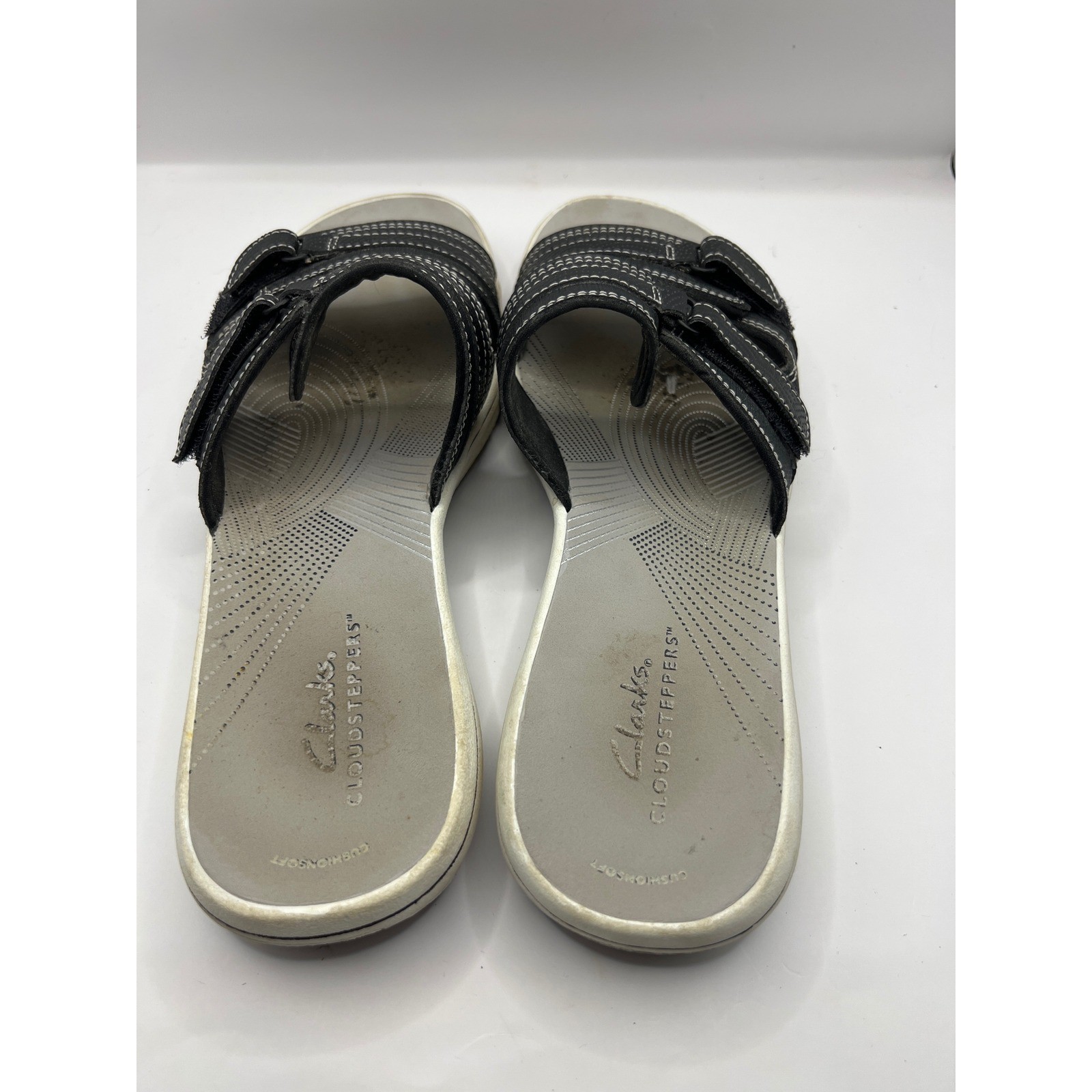 Clarks Cloudsteppers Black Adjustable Strap Slide… - image 2