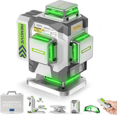 Huepar Pro Laser Level 360 Self Leveling, 4X360° Green Cross Line Laser Tool wit