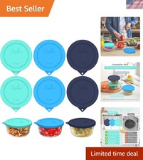 6-Pack 2 Cup Round Silicone Storage Lids - Leak-Proof, Dishwasher Safe Design