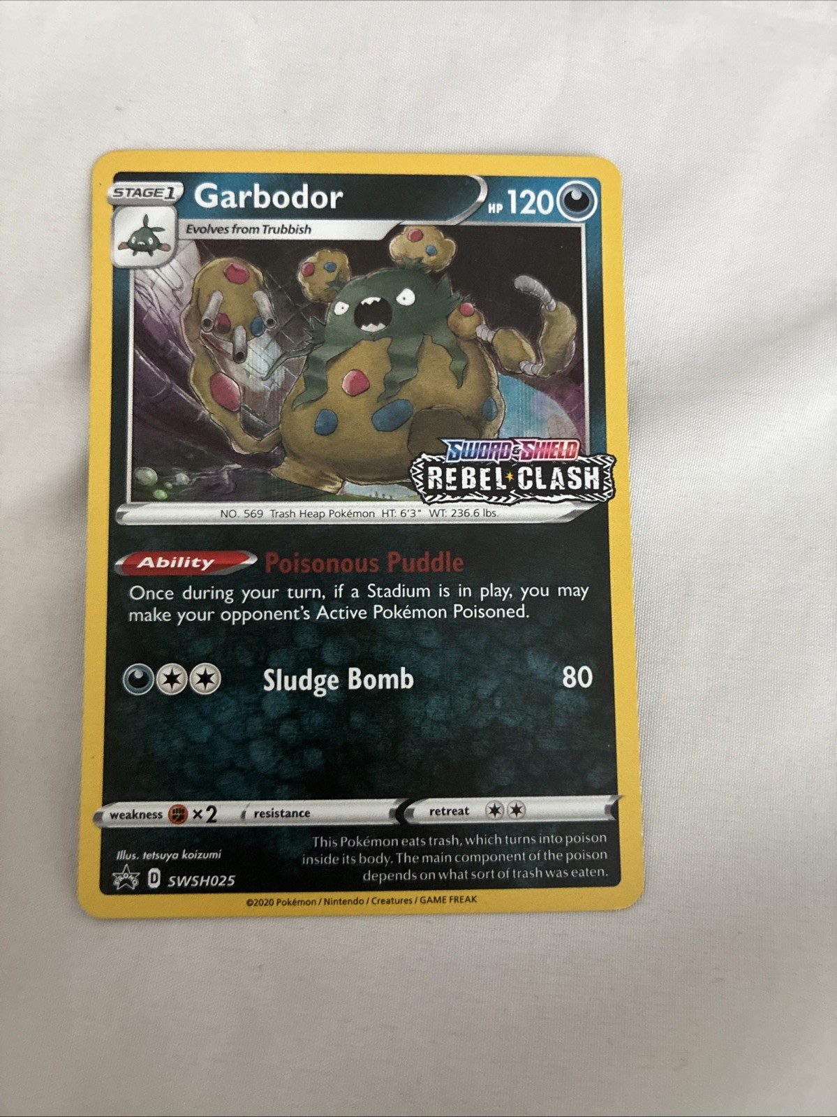 Garbodor - Pokémon TCG - Sword & Shield Rebel Clash Promo SWSH025 Foil LP