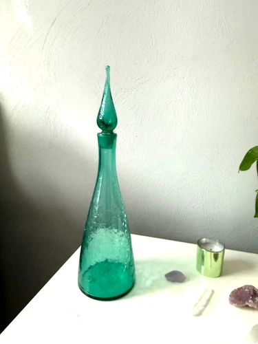 vintage Blenko 920 crackle glass decanter