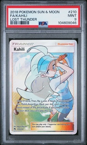 2018 POKEMON SUN & MOON LOST THUNDER #210 FULL ART/KAHILI PSA 9