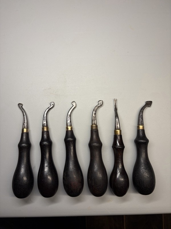 Lot Antique GOMPH Leather Tools Beveled Tickler Single Edge Creasers LEFT HAND