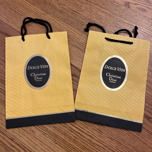 2 sachets cadeaux vides parfum vacances Christian Dior Paris "Dolce Vita" vintage