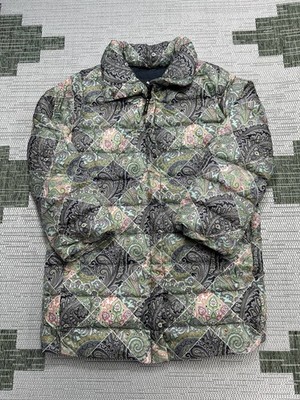 Etro Jacket Womens 44 Us Large Green Pink Black Paisley Down Insulated Parka