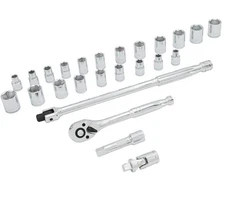 MichaelPro 3/8-Inch Drive Breaker Bar, Ratchet and Socket Set, 25 Pieces Metr...