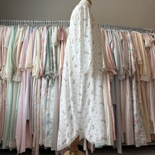 vintage Christian Dior white cotton pink floral nightgown with lace trim