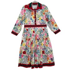 Dalia Macphee Floral Dress L Floral Pleated Long NWT Garden Party Prep Preppy