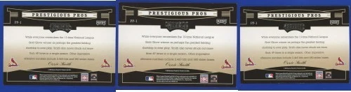 LOTE DE 3 - Ozzie Smith 2005 Prestigious Pros Verde/350 Naranja/500 y Azul/900 Foto 3 de 3