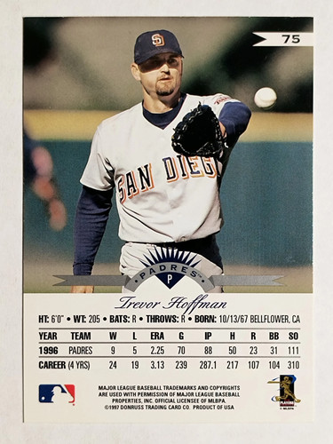 1997 Leaf #75 Trevor Hoffman - Picture 2 of 2