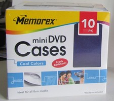 MEMOREX 10 PK RAINBOW MULTICOLOR COOL COLORS MINI DVD CASES. NEW  SEALED