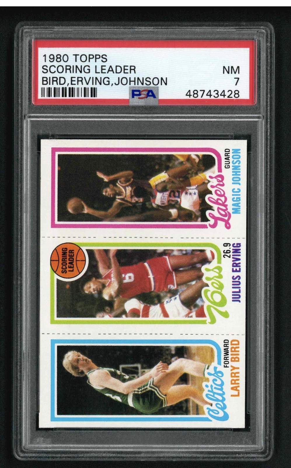1980 Topps Larry Bird Magic Johnson RC Rookie PSA 7 PWCC-A Top 30% Julius Erving