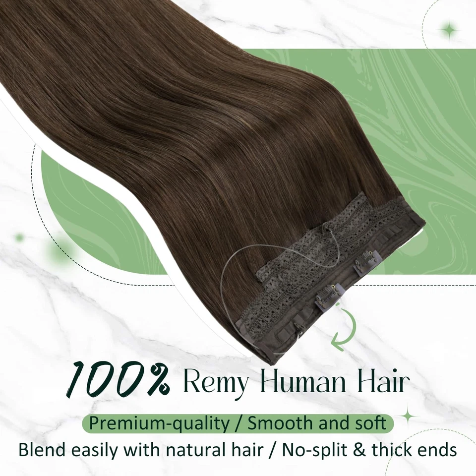 Extension Cheveux Fil Invisible Naturel Brun Foncé Extension Cheveux 35cm 70g #2 - Photo 2/4
