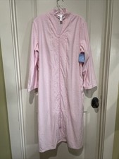 NEW Adonna Velour Pink Roses Zip Up Long Sleeve Lounge Robe Pockets Large