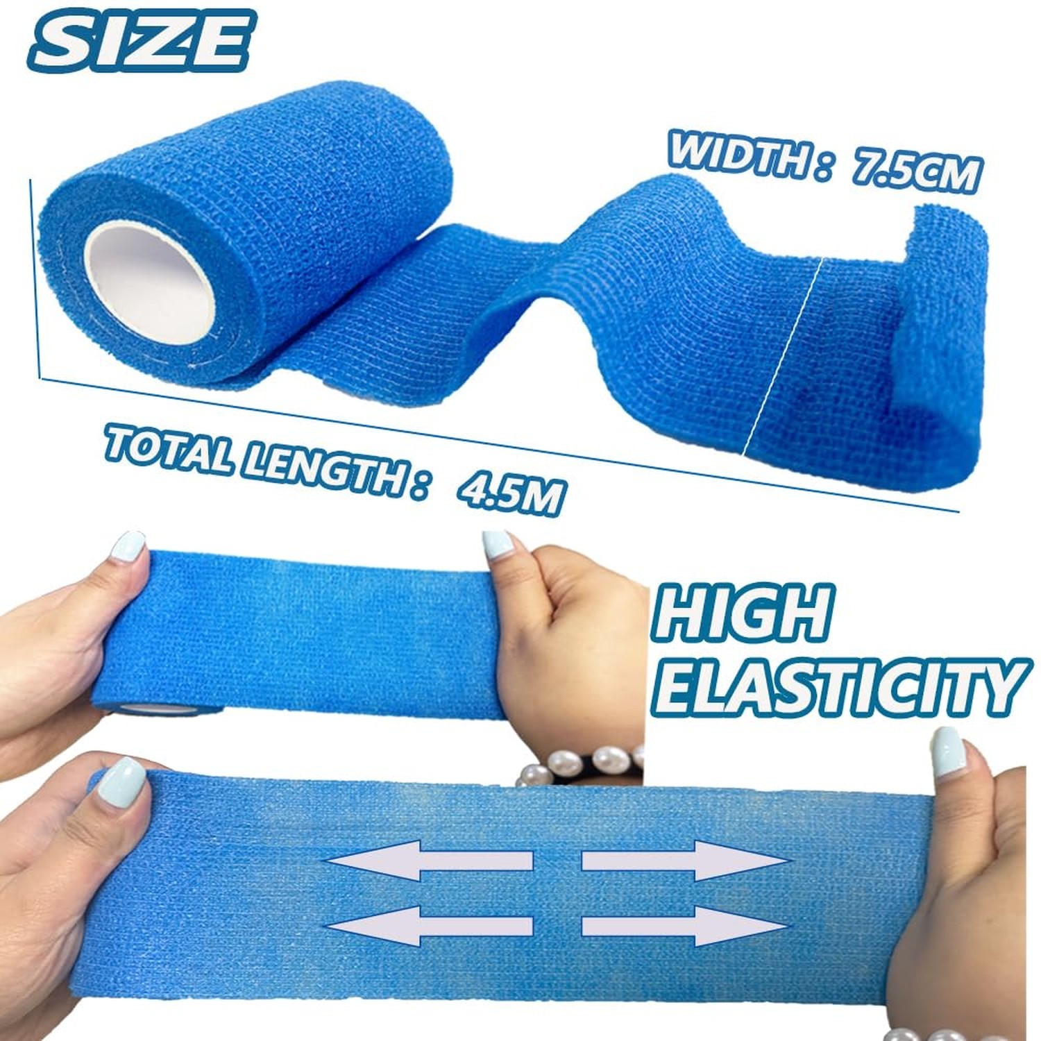 15 Pack 3 Inch x 5 Yards Self Adhesive Bandage Wrap, Non-Woven Bandage,Vet Wr...