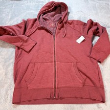 Gap Lived In Full Zip Hoodie Sweatshirt Men's XXL Red Crocking Dye NWT New
