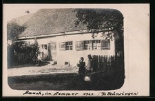 Photo postcard Baach o/a Münsingen, house with children