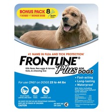 Frontline Plus Dogs Flea and Tick Treatment for Medium Dogs 23-44 lb 8 Doses