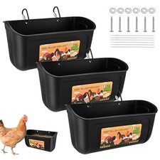 3 Pack Hanging Chicken Feeder Waterer, Duck Feeder for Outside with Clips, Water