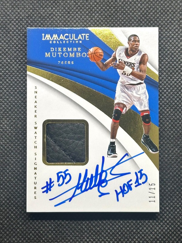 2017-18 Panini Immaculate Dikembe Mutombo Sneaker Swatch Signatures /15 #SN-DMB