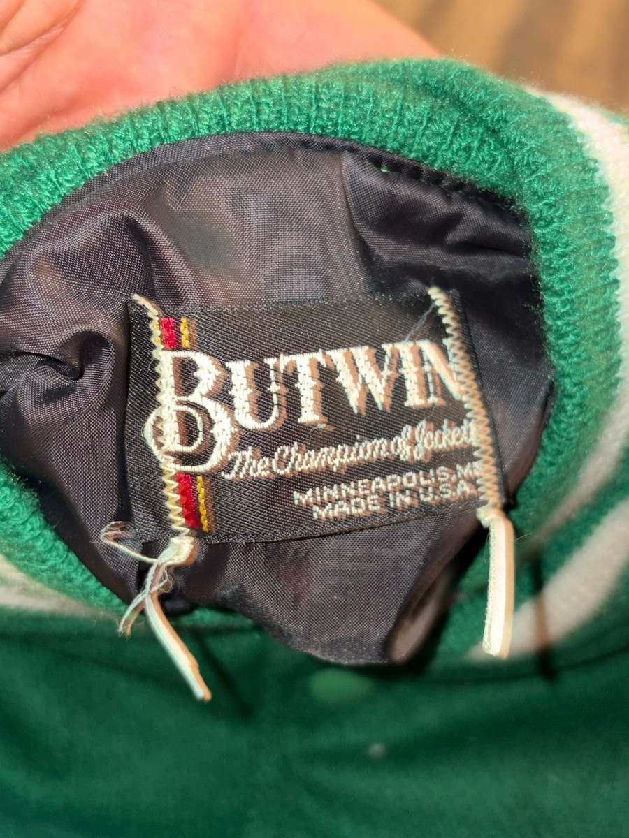 Vtg 50s Butwin Varsity Letterman Jacket Mens Medium Wool Leather Stadium Blank View 3