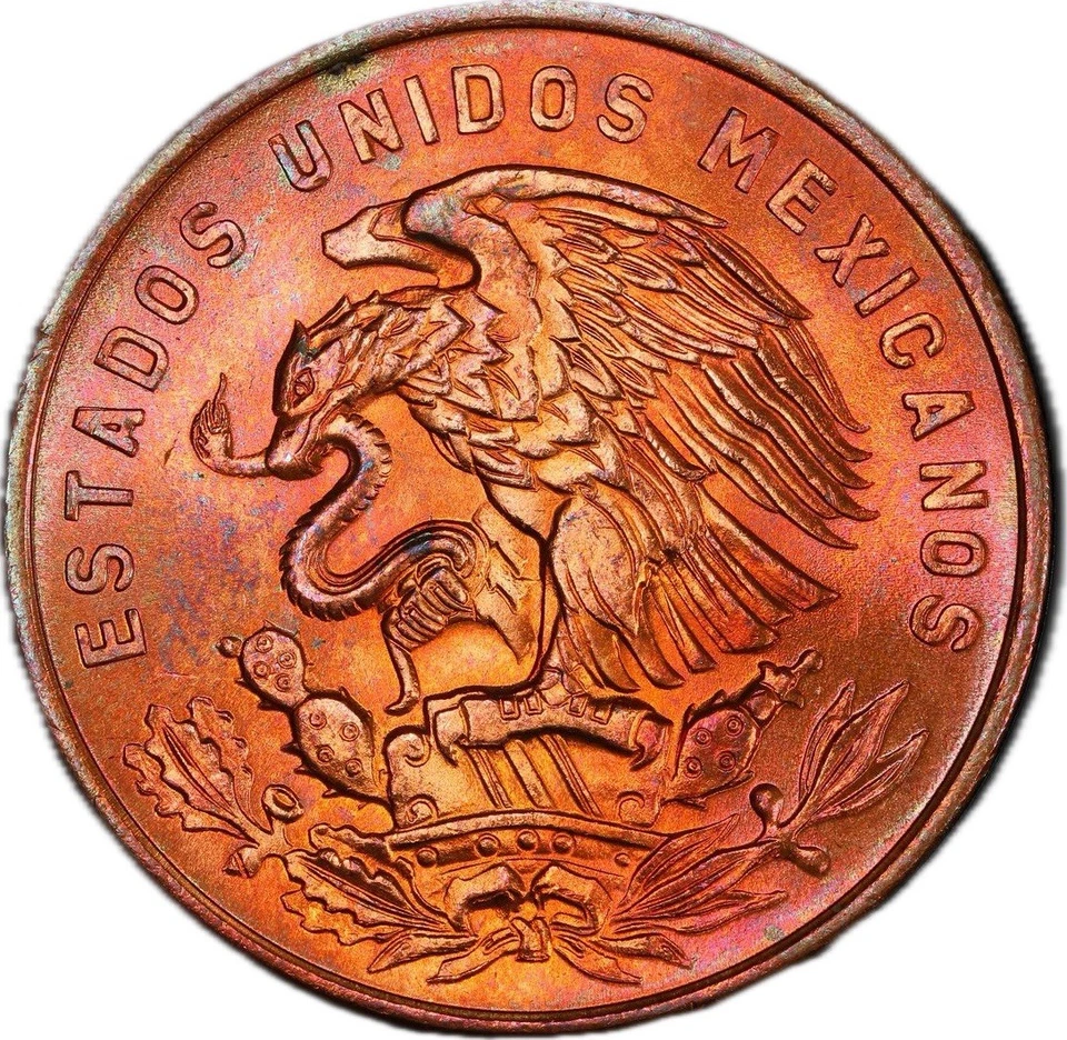 1964-Mo 墨西哥 20 Centavos - PCGS MS65RB - 色调惊人颜色 — 第 2/4 张图片