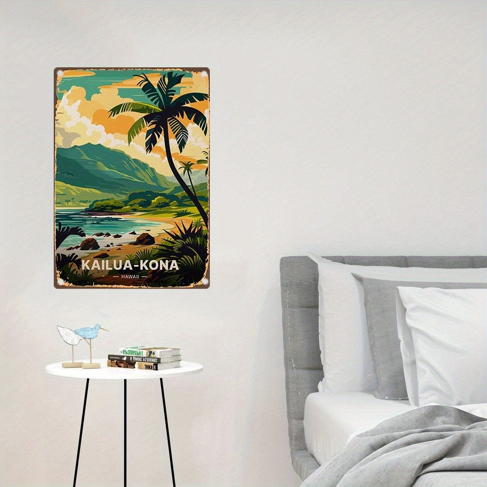 Vintage Kailua-Kona Hawaii Tin Metal Signs Home Décor 8x12 Inch Retro ...