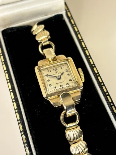 ROLEX Precision 9ct Gold Ladies Vintage 1930’s WW2 Manual Cocktail Watch