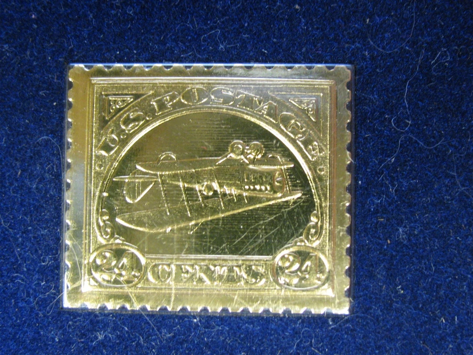 22KT Gold US Stamp Replica 1918 Air Mail Inverted Jenny FDI FDC May 13, 1918 - Image 2 of 4