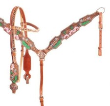 Leather Western Tack Set With Headstall ,Breast Collar and Reins.