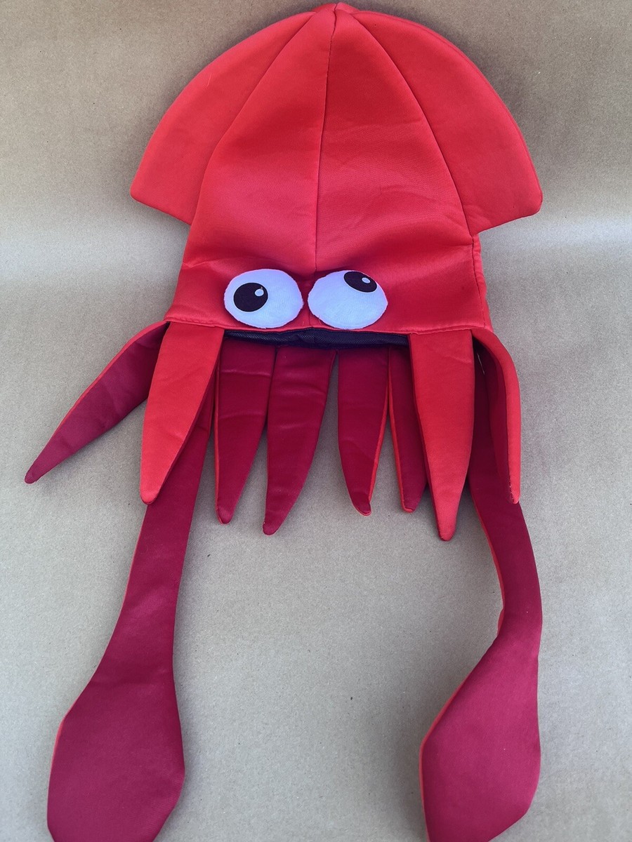 Squid Hat One Size Padded Red Goofy Eyeballs Crazy Hat Costume Halloween