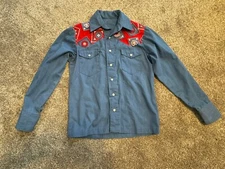 Unique Rockabilly Western Denim Style Shirt - Kids or Women.  Handmade. Rodeo