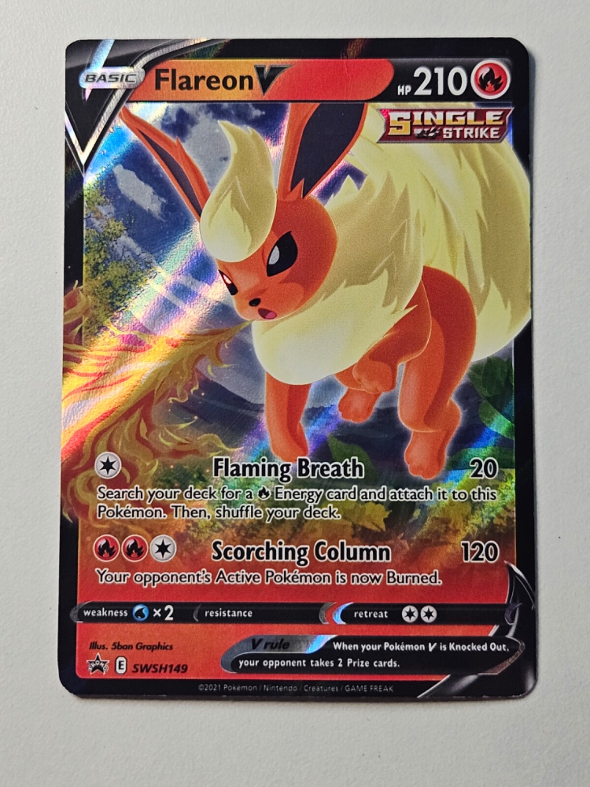 Flareon V SWSH149 Full Art Black Star Promo Pokemon Card NM
