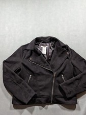 Philosophy Jacket Women's Medium Black Faux Suede Moto Coat