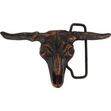 New Brass Cattle Skull Texas Longhorn Steer Bull NOS 80s Vintage Belt Buckle