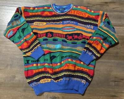 Vintage Emaroo Hysport 3D Coogi-style Wool Sweater Medium Made In Australia