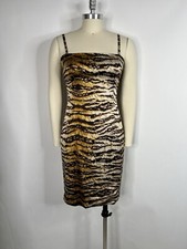 Vtg Dolce & Gabbana Tiger Print Silk Dress 42/44 M/L